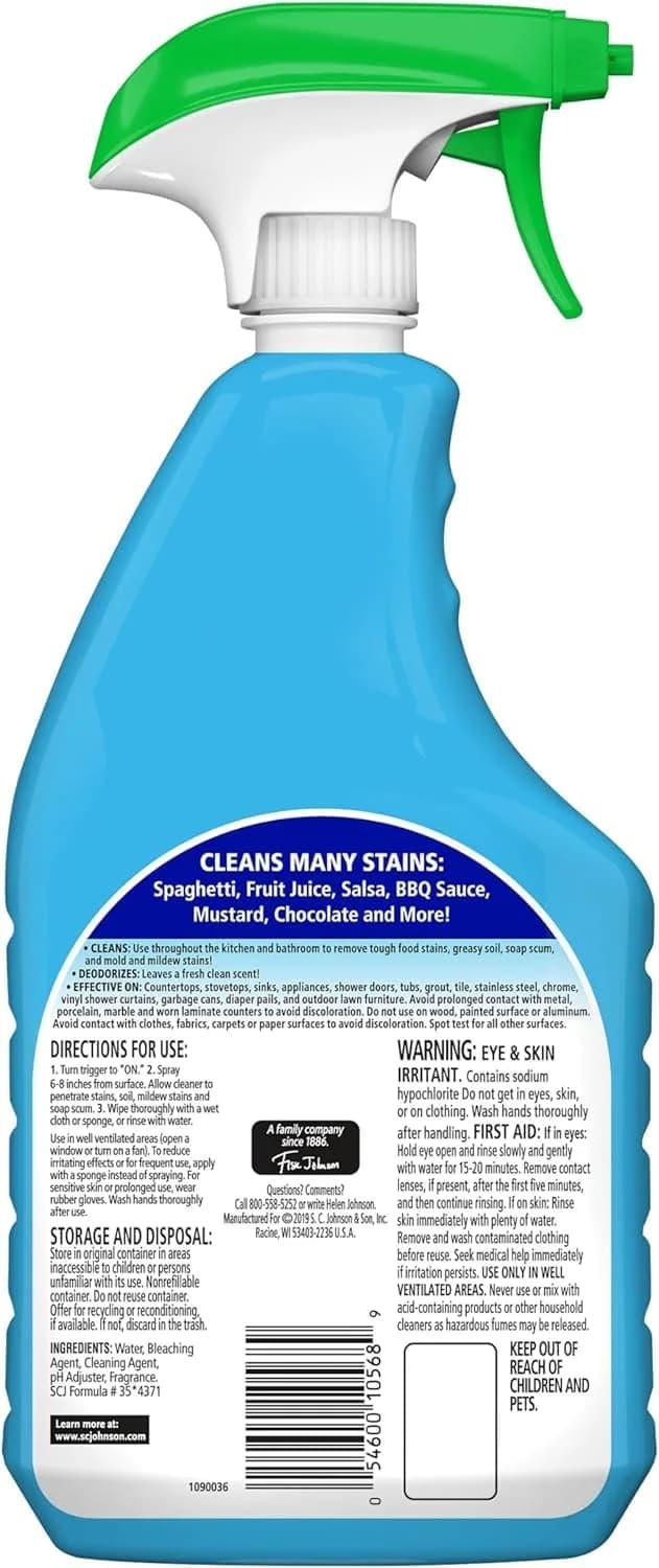 Fantastik All Purpose Cleaner with Bleach 946ml (32 Fl Oz) | Cleans Grease, Mold & Stains - view 8