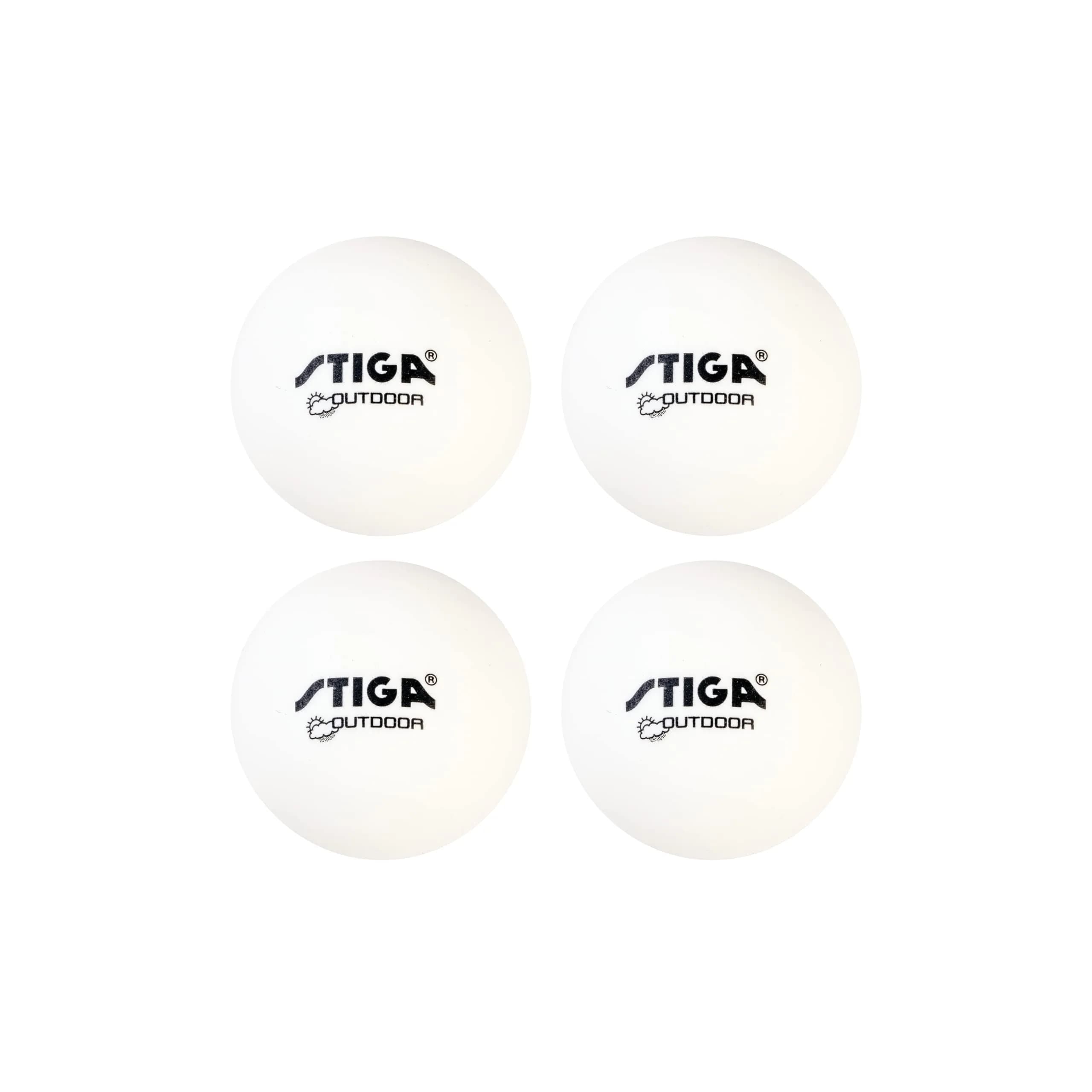 STIGA Outdoor Ping Pong Balls (4-Pack) Water-Resistant, Heavier, Seamless Design for Consistent Bounce & Spin