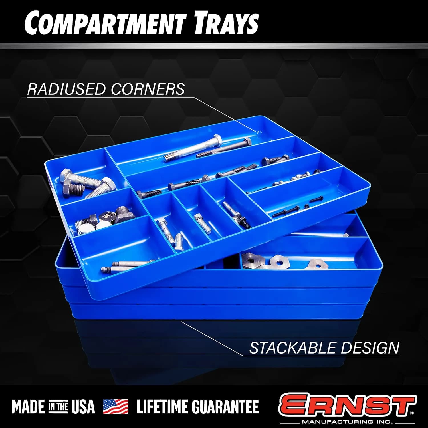 Ernst Manufacturing 10 Compartment Drawer Organizer Tray 40.2cm (16 Inches) | Stackable, Fuel & Solvent Resistant for Automotive Tools - view 2