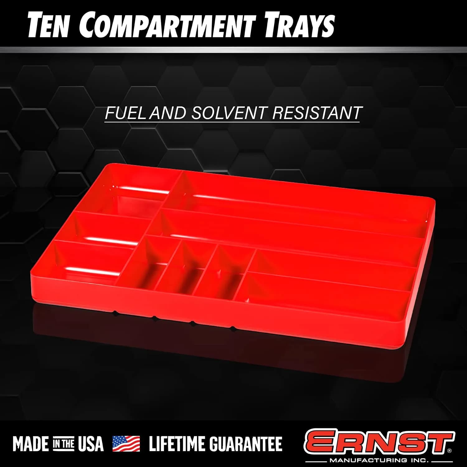 Ernst Manufacturing 10 Compartment Drawer Organizer Tray 40.2cm (16 Inches) | Stackable, Fuel & Solvent Resistant for Automotive Tools - view 3