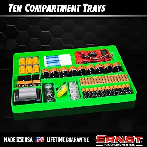 Ernst Manufacturing 10-Compartment Drawer Organizer Tray Blue | Heavy Duty Stackable Plastic for Garage Tools, Nuts, Bolts, Parts thumbnail 4