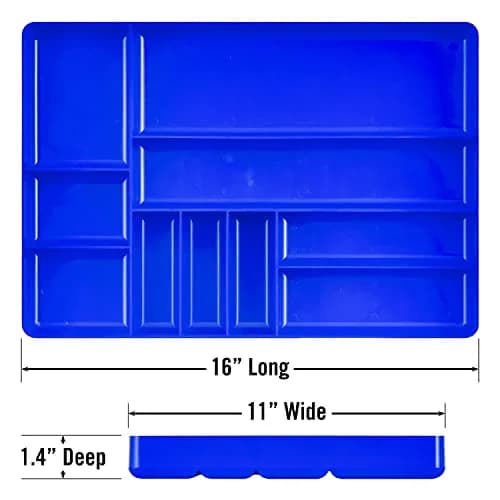 Ernst Manufacturing 10-Compartment Drawer Organizer Tray Blue | Heavy Duty Stackable Plastic for Garage Tools, Nuts, Bolts, Parts thumbnail 7
