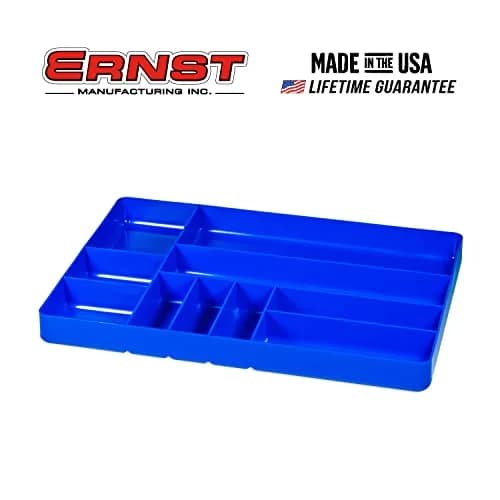 Ernst Manufacturing 10-Compartment Drawer Organizer Tray Blue | Heavy Duty Stackable Plastic for Garage Tools, Nuts, Bolts, Parts thumbnail 8