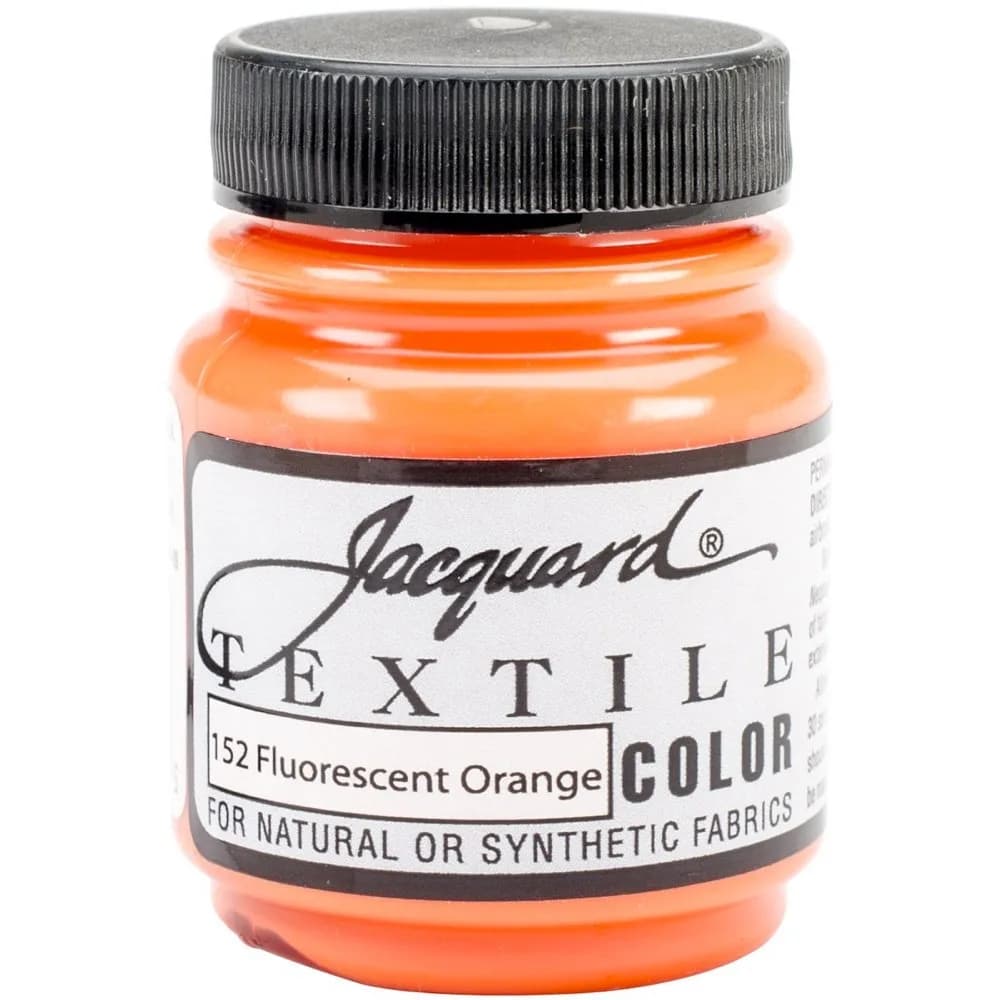 Jacquard Textile Color Fluorescent Orange 2.25 Oz Jar | Permanent Fabric Paint for Clothes, Upholstery, Shoes - main product image