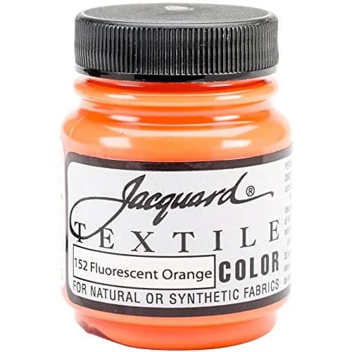 Jacquard Textile Color Fluorescent Orange 2.25 Oz Jar | Permanent Fabric Paint for Clothes, Upholstery, Shoes thumbnail 1