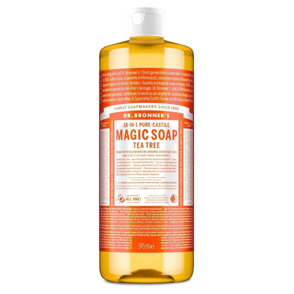 Dr. Bronner's Pure-Castile Liquid Soap Tea Tree 32 Fl Oz | All-Purpose Gentle Cleanser for Body, Face & Baby - main product image