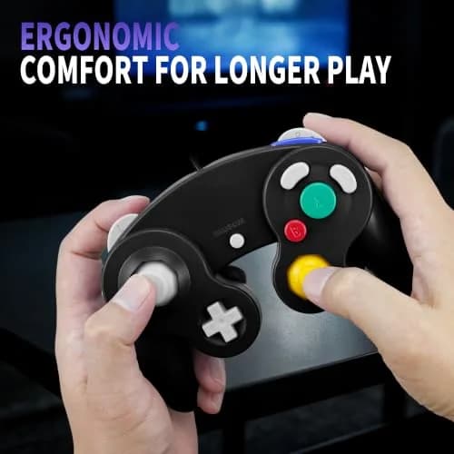 CirKa Wired Controller for Nintendo GameCube & Wii - Black | Dual Analog Joysticks & Vibration thumbnail 6