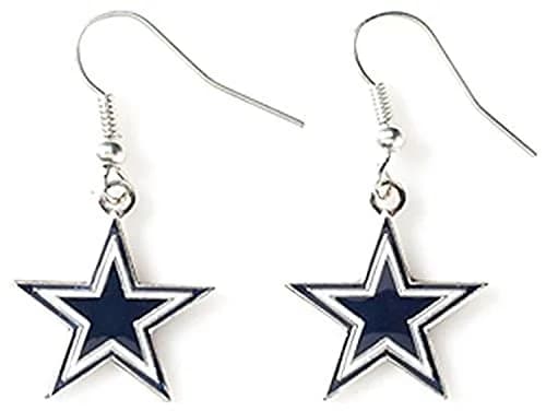 aminco NFL Dallas Cowboys Logo Dangler Earrings , Silver, Size 2.5 | Stylish Fan Spirit (110 characters) thumbnail 1
