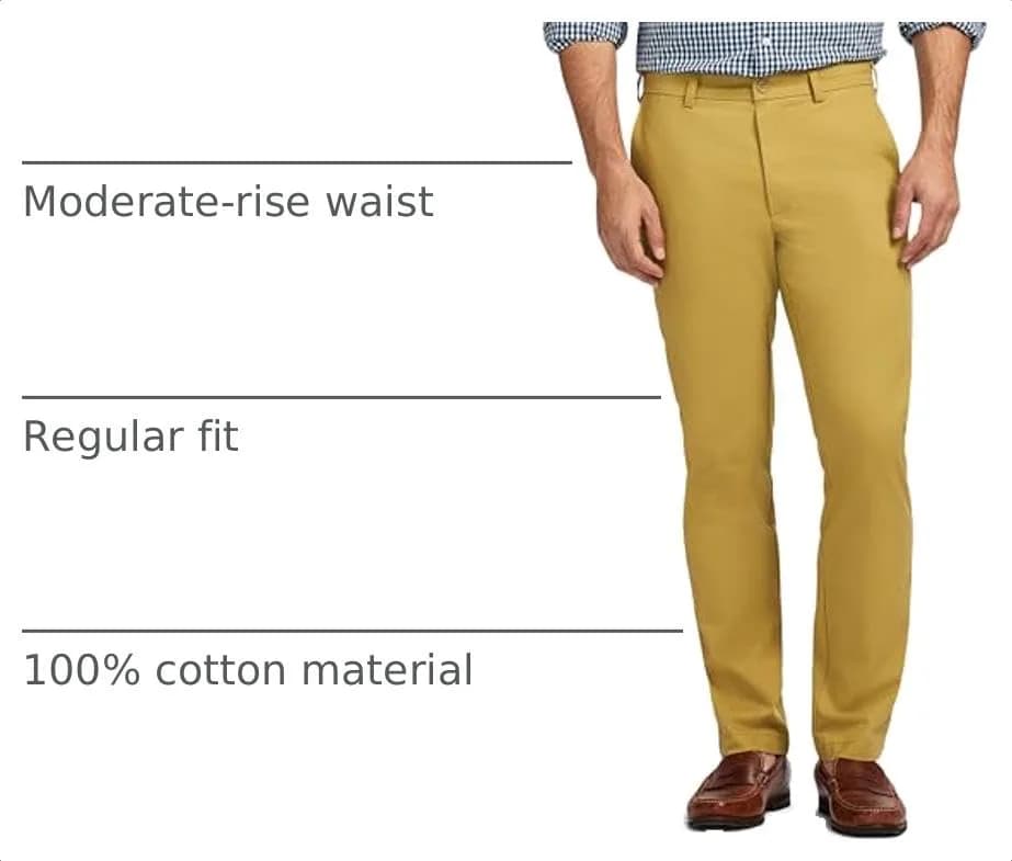 IZOD Men's American Chino Flat-Front Straight-Fit Pants, Khaki, 30W x 30L | Classic, Breathable Cotton thumbnail 5