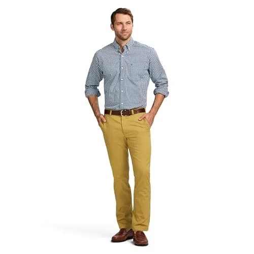IZOD Men's American Chino Flat-Front Straight-Fit Pants, Khaki, 30W x 30L | Classic, Breathable Cotton thumbnail 6