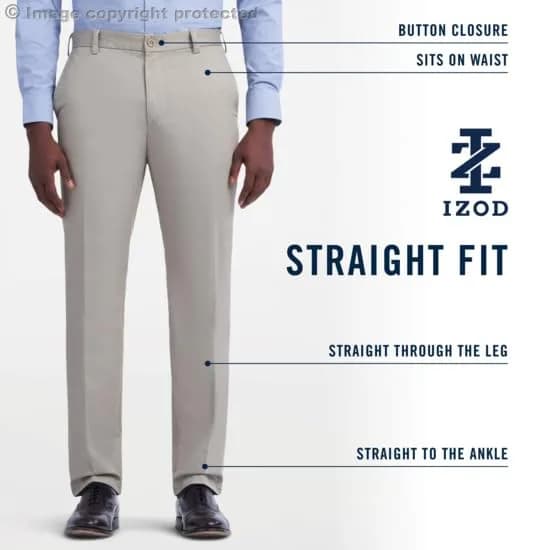 IZOD Men's American Chino Flat-Front Straight-Fit Pants, Khaki, 30W x 32L | Classic, breathable cotton chinos for men thumbnail 7