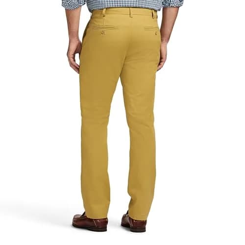 IZOD Men's American Chino Flat-Front Straight-Fit Pants, Khaki, 30W x 32L | Classic, breathable cotton chinos for men thumbnail 3