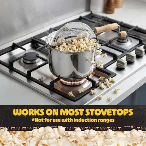 Great Northern Stovetop Popcorn Maker Silver 6.5 Quart | Makes 5 Quarts Theater-Style Popcorn thumbnail 4