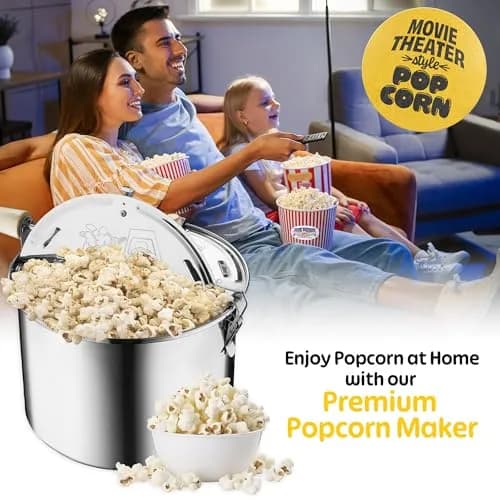 Great Northern Stovetop Popcorn Maker Silver 6.5 Quart | Makes 5 Quarts Theater-Style Popcorn thumbnail 7
