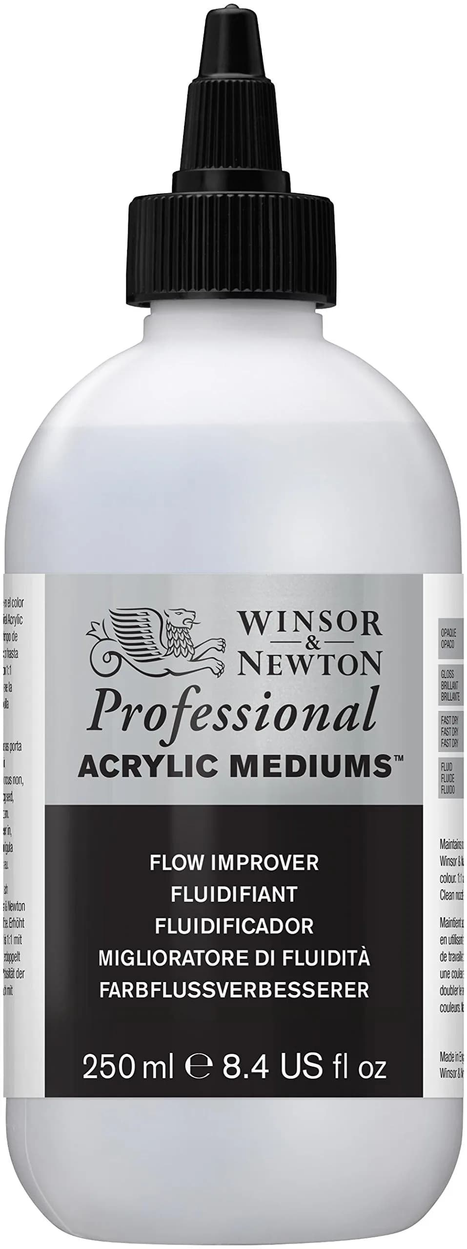 Winsor & Newton Acrylic Medium Flow Improver 250ml | Maintains Color Stability & Slows Drying - main product image