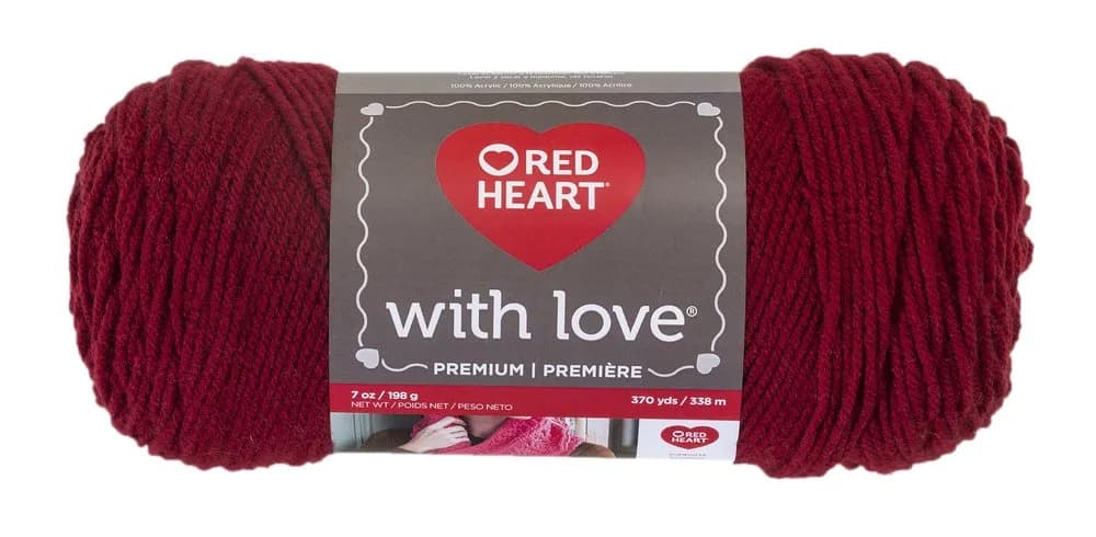 Red Heart With Love Yarn 10016774 | Solid Berry Red Acrylic Yarn for Crochet & Knitting