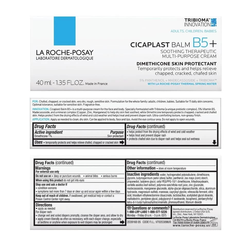La Roche-Posay Cicaplast Balm B5 Multi-Purpose Cream for Dry & Irritated Skin, 38g (1.35 Oz) | Soothing Therapeutic Balm for Sensitive Skin - view 7