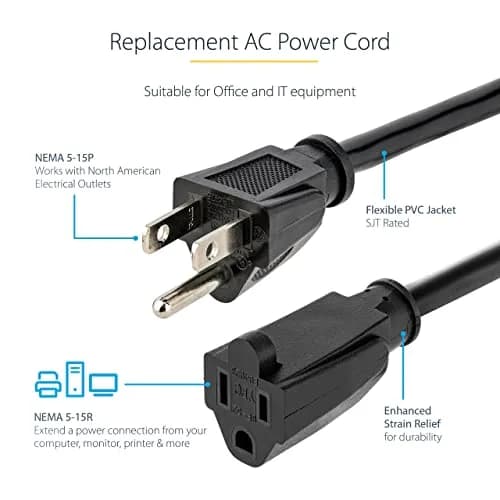 StarTech.com Heavy Duty Extension Cord 3m (10ft) 15A 125V | UL Listed Power Cable for Servers and Workstations thumbnail 2