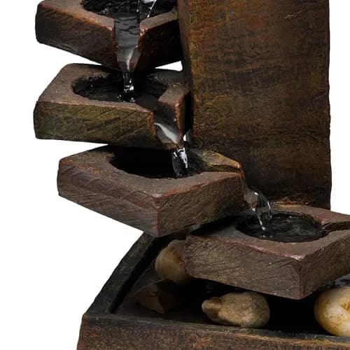 Alpine Corporation TT8000 Indoor/Outdoor Tiered Stone Fountain 11" | Tranquil Waterfall with Mini Plant Holder thumbnail 6