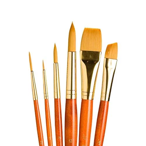 Princeton Art & Brush Company 9153 RealValue 6-Piece Synthetic Gold Taklon Brush Set | For All Media thumbnail 1