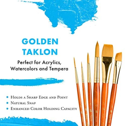 Princeton Art & Brush Company 9153 RealValue 6-Piece Synthetic Gold Taklon Brush Set | For All Media thumbnail 4