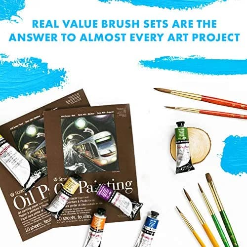 Princeton Art & Brush Company 9153 RealValue 6-Piece Synthetic Gold Taklon Brush Set | For All Media thumbnail 5