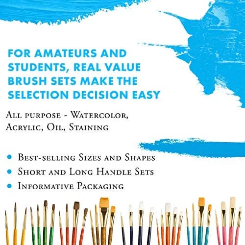 Princeton Art & Brush Company 9153 RealValue 6-Piece Synthetic Gold Taklon Brush Set | For All Media thumbnail 2