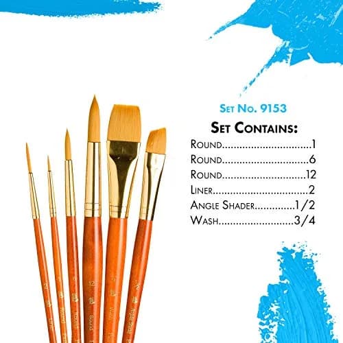 Princeton Art & Brush Company 9153 RealValue 6-Piece Synthetic Gold Taklon Brush Set | For All Media thumbnail 3