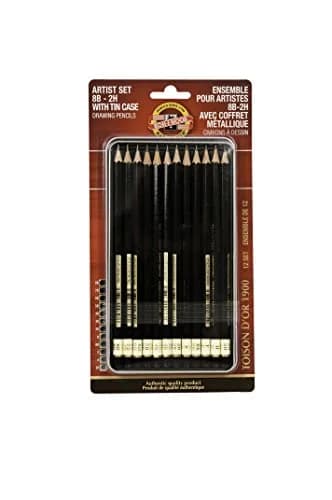 Koh-I-Noor Artist Drawing Pencil Set 12 Pencils | Graphite, 8B-2H, in Tin & Blister, Made in Czech Republic thumbnail 1