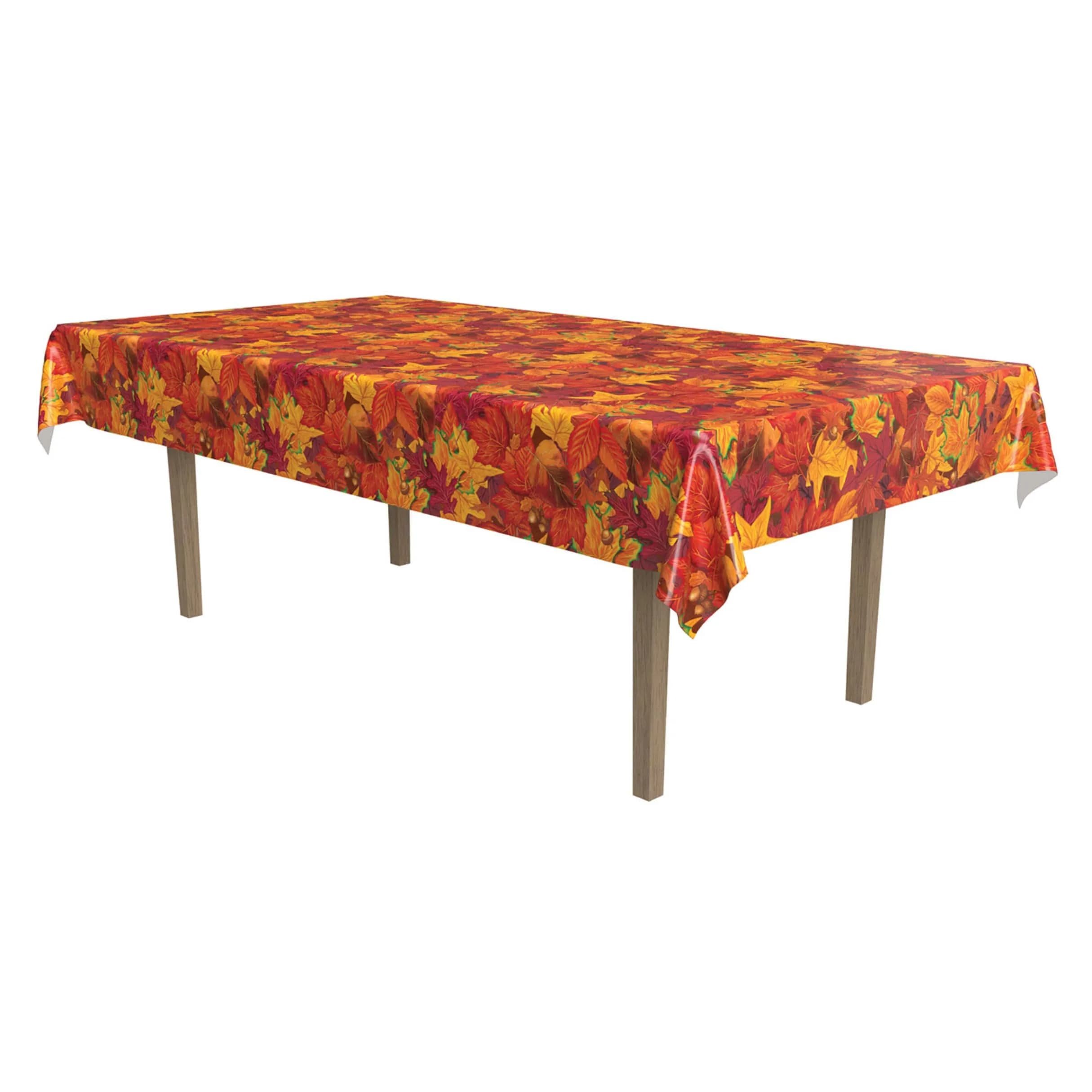 Beistle Fall Leaf Tablecover 108 x 54 inches (274 x 137 cm) | Durable Plastic for Autumn Parties - main product image