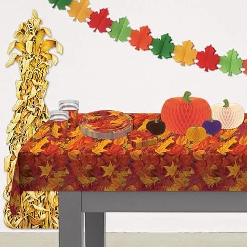 Beistle Fall Leaf Tablecover 108 x 54 inches (274 x 137 cm) | Durable Plastic for Autumn Parties thumbnail 4