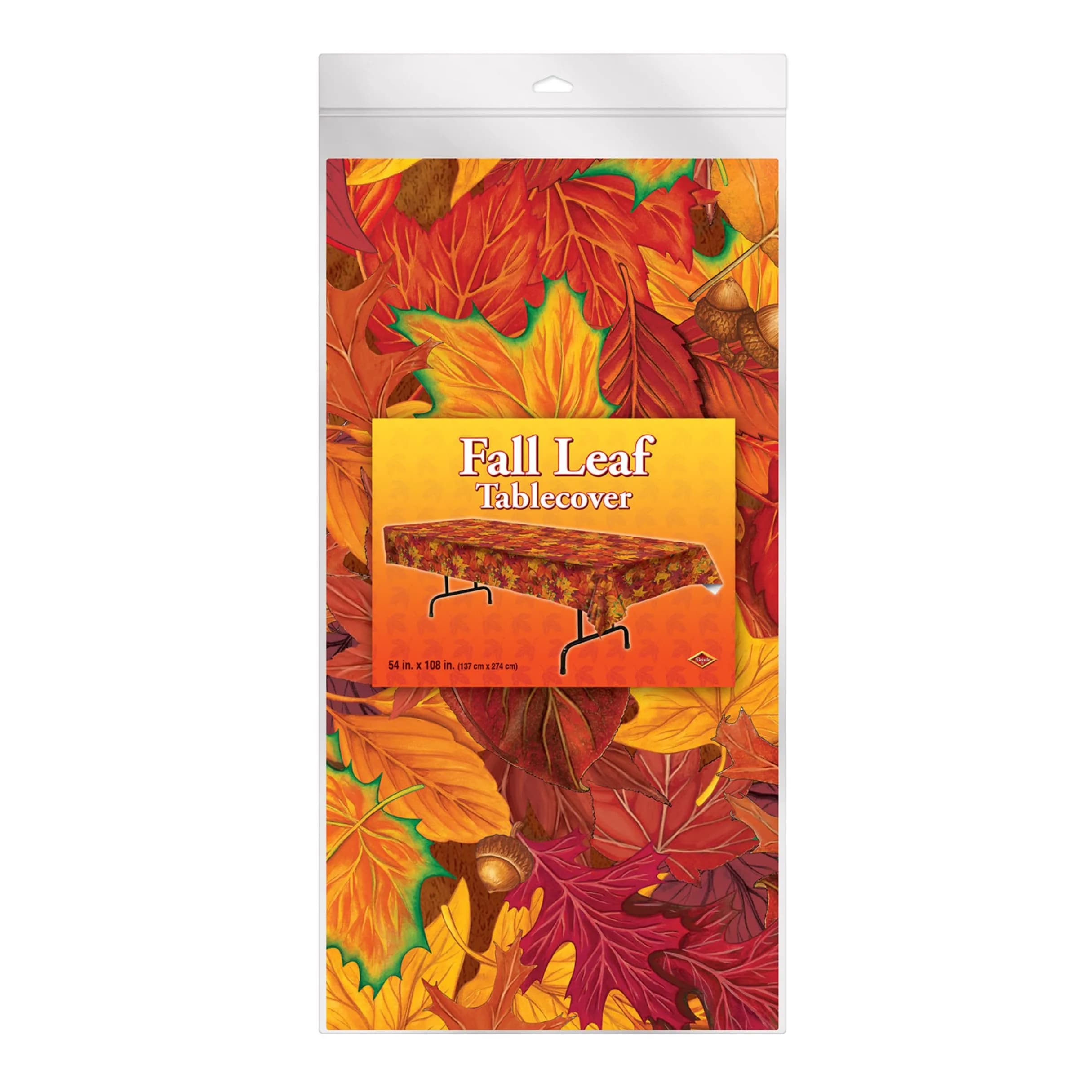 Beistle Fall Leaf Tablecover 108 x 54 inches (274 x 137 cm) | Durable Plastic for Autumn Parties - view 5
