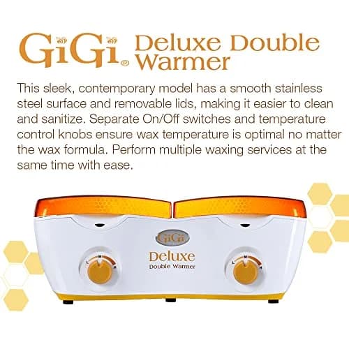GiGi Deluxe Double Wax Warmer - Hair Removal Kit, Dual Pot, Adjustable Temp, 14 oz (2) Can | Salon & Home Use thumbnail 2