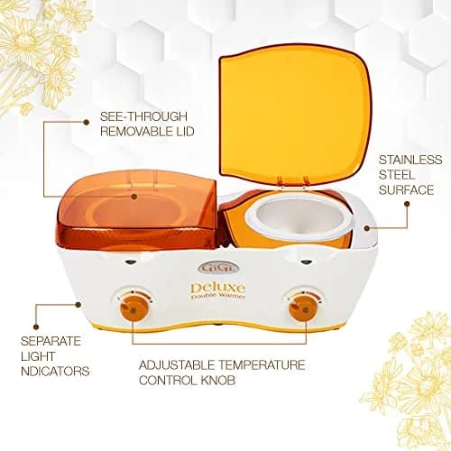 GiGi Deluxe Double Wax Warmer - Hair Removal Kit, Dual Pot, Adjustable Temp, 14 oz (2) Can | Salon & Home Use thumbnail 4