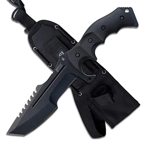 MTECH USA XTREME MX-8054 Tactical Fixed Blade Knife 11-Inch Black Stainless Steel Tanto Blade with Sawback thumbnail 1