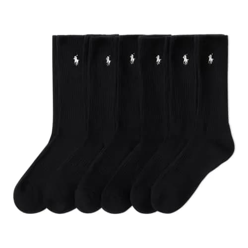 POLO RALPH LAUREN Men's Athletic Performance Cotton Crew Socks, 6 Pairs | Cushioned Support & Moisture-Wicking thumbnail 1