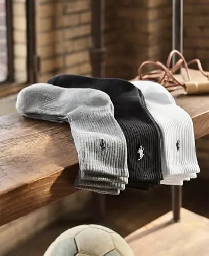 POLO RALPH LAUREN Men's Athletic Performance Cotton Crew Socks, 6 Pairs | Cushioned Support & Moisture-Wicking thumbnail 2