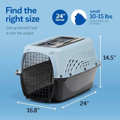 Petmate Dog Crate for Small Dogs & Cats 24in | Airline Approved, Easy to Clean, Durable Plastic thumbnail 5