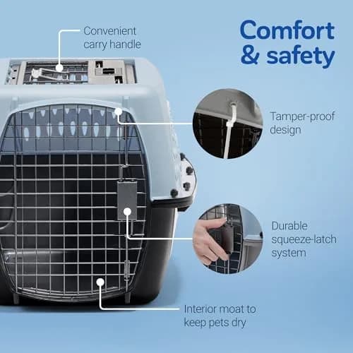 Petmate Two Door Plastic Pet Kennel for Small Dogs and Cats, 24in, Blue | Airline Approved Travel Carrier thumbnail 5
