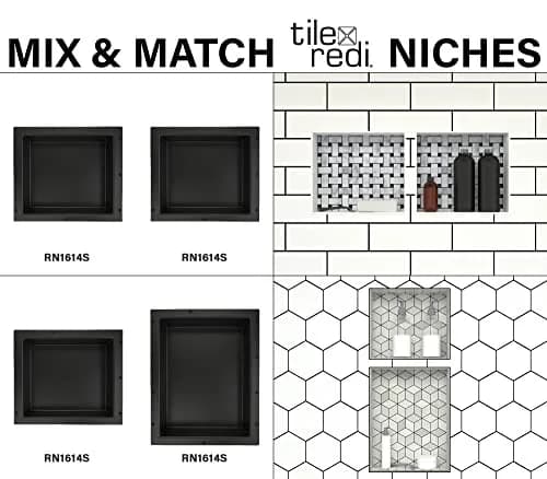 Tile Redi USA Niche Single Recessed Shower Shelf – Black, 16-Inch Width x 14-Inch Height x 4-Inch Depth thumbnail 6