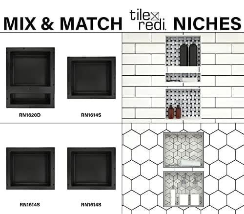 Tile Redi USA Niche Single Recessed Shower Shelf – Black, 16-Inch Width x 14-Inch Height x 4-Inch Depth thumbnail 7