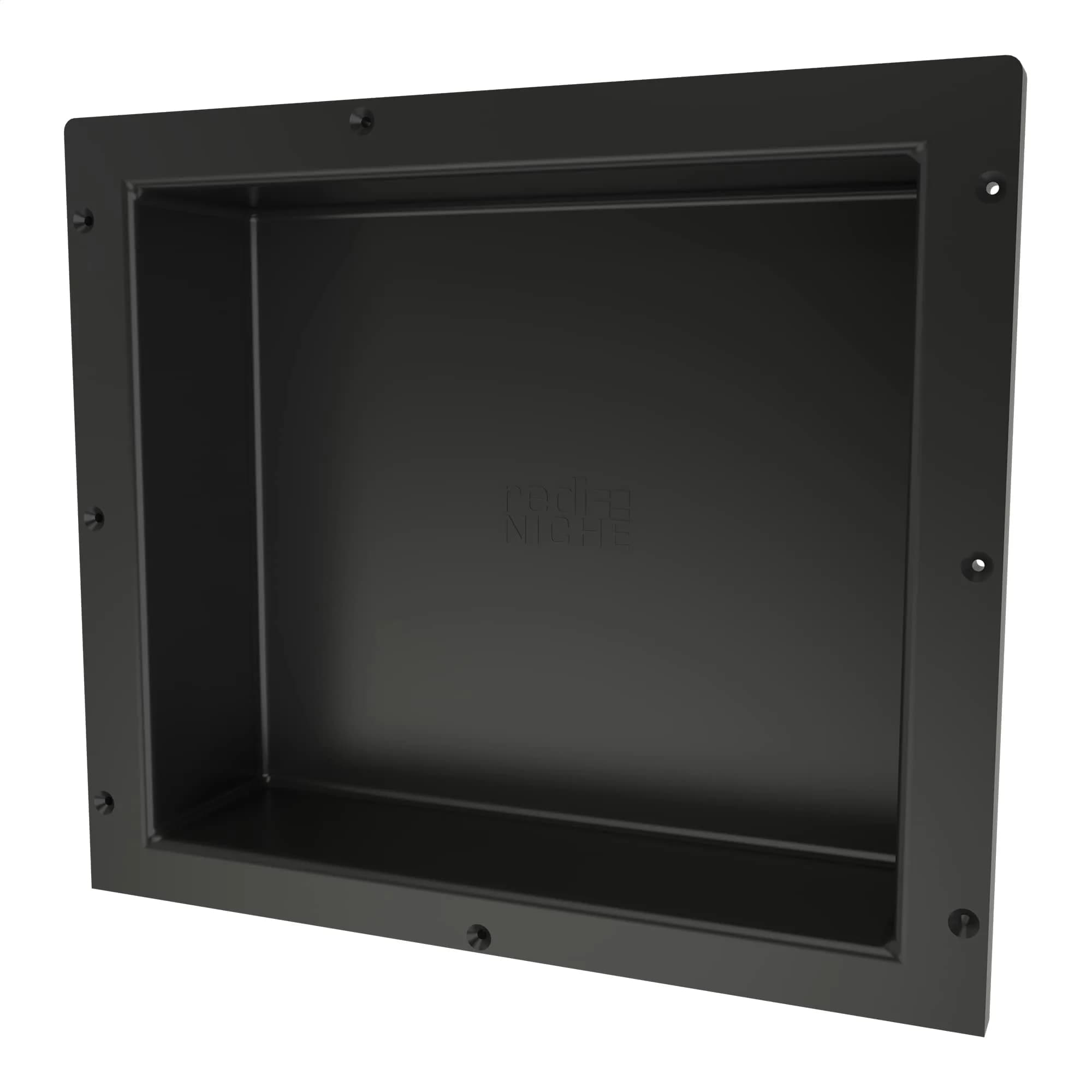 Tile Redi USA Niche Single Recessed Shower Shelf – Black, 16-Inch Width x 14-Inch Height x 4-Inch Depth - main product image
