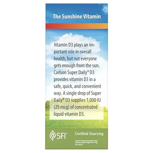 Carlson Super Daily D3 25 mcg | 365 Drops for Bone & Immune Support thumbnail 9
