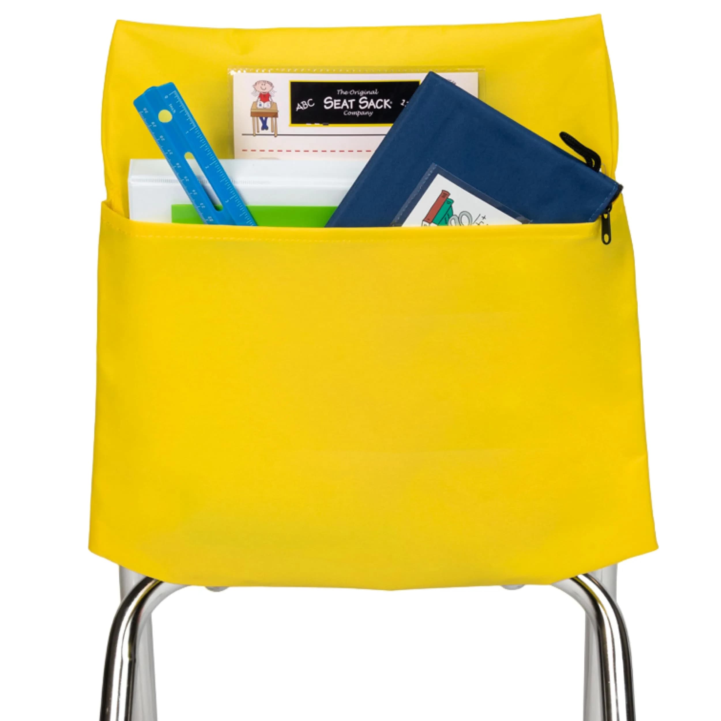 Seat Sack Student Chair Storage Pocket - 15" | Durable Classroom Organizer for Student Desks — Yellow / 15-Inch