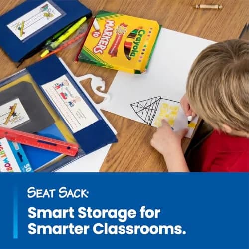 Seat Sack Student Chair Storage Pocket 15" Yellow | Classroom Organizer for Student Desks thumbnail 8