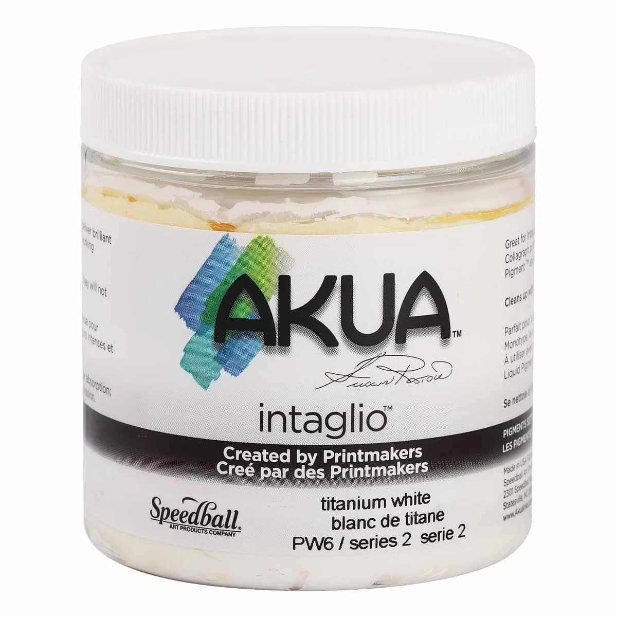 Akua Intaglio Water-Based Ink, 227ml (8 fl oz) Jar, Titanium White | Brilliant, Lightfast, Non-Toxic Printmaking Ink - main product image