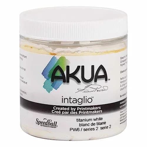 Akua Intaglio Water-Based Ink, 227ml (8 fl oz) Jar, Titanium White | Brilliant, Lightfast, Non-Toxic Printmaking Ink thumbnail 1