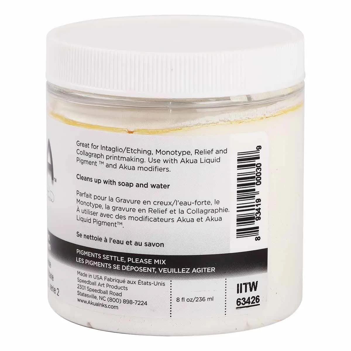 Akua Intaglio Water-Based Ink, 227ml (8 fl oz) Jar, Titanium White | Brilliant, Lightfast, Non-Toxic Printmaking Ink - view 2