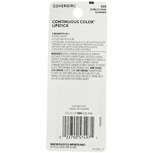 COVERGIRL Continuous Color Lipstick Iceblue Pink 505 | Moisture & Hours of Wear (110 characters) thumbnail 2
