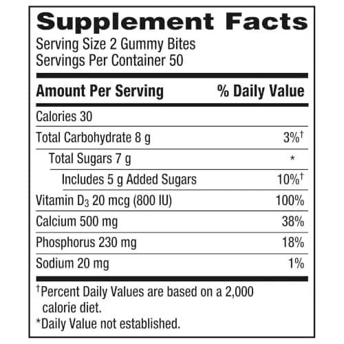 Caltrate Gummy Bites 600 Plus D3 Vitamin D and Calcium Supplement, 100 Ct | Bone Support with High Vitamin D3 & Calcium thumbnail 8
